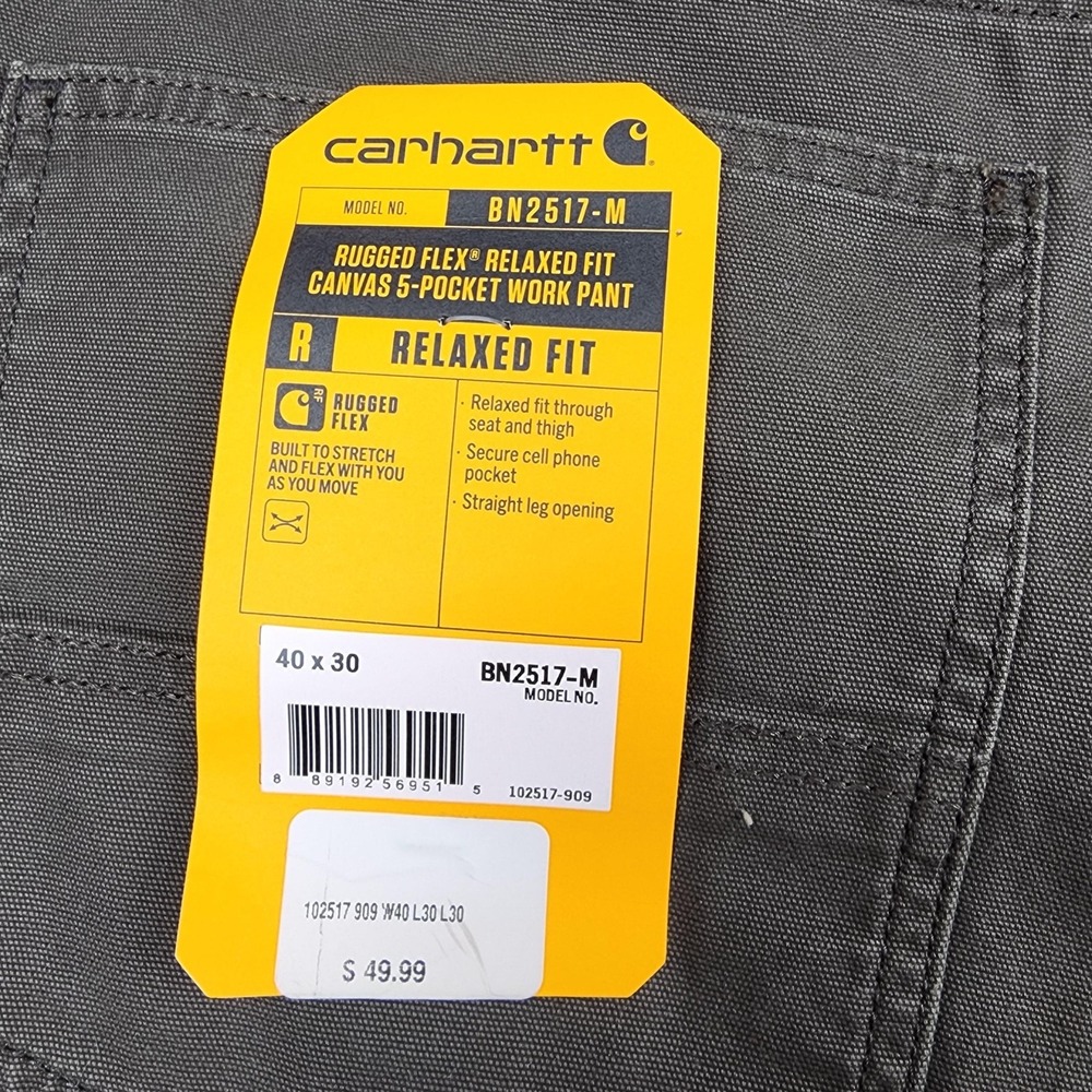 Carhartt Pants Mens 40x30 Brown Rugged Flex Canvas Relaxed Fit Stretch 5 Pocket - Picture 13 of 15